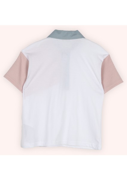 Erkek Çocuk Kontast Renk Detaylı Mavi Polo Yaka Tişört modelleri
