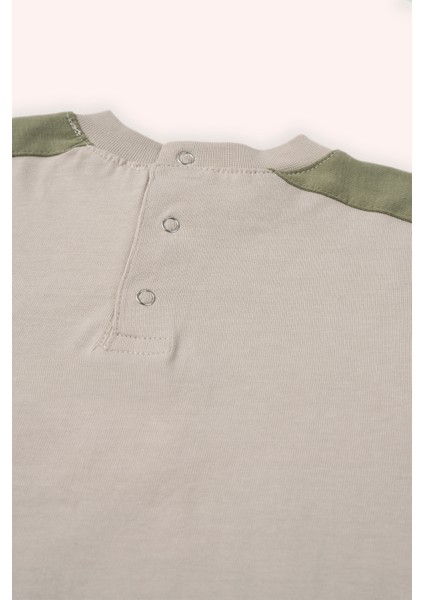 Erkek Bebek Baskılı Uzun Kollu Bej Tişört modelleri