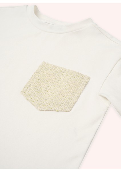 Kız Çocuk Ekru Cep Detaylı Tişört fiyatları