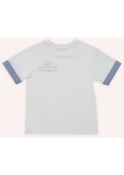 Erkek Bebek Nakış Detaylı Beyaz Tişört fiyatları
