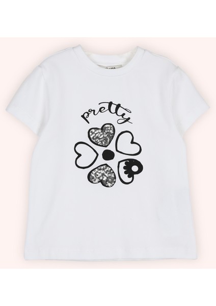 Kız Bebek Nakışlı Beyaz Tişört