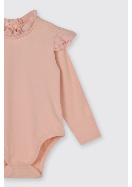 Kız Bebek Fırfır Detaylı Uzun Kollu Pudra Body fiyatları