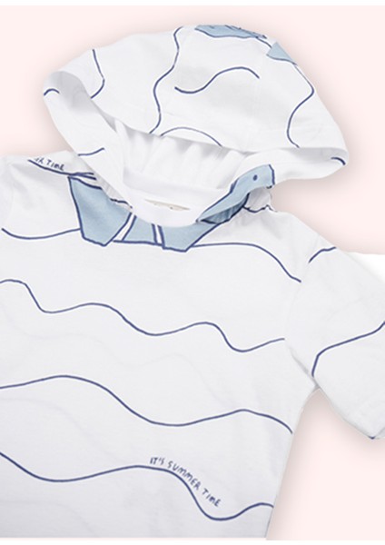 Erkek Bebek Baskılı Beyaz Tişört