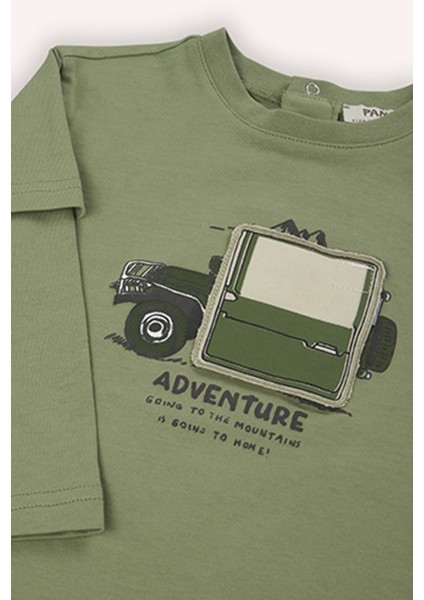 Erkek Bebek Baskılı Uzun Kollu Haki Tişört modelleri