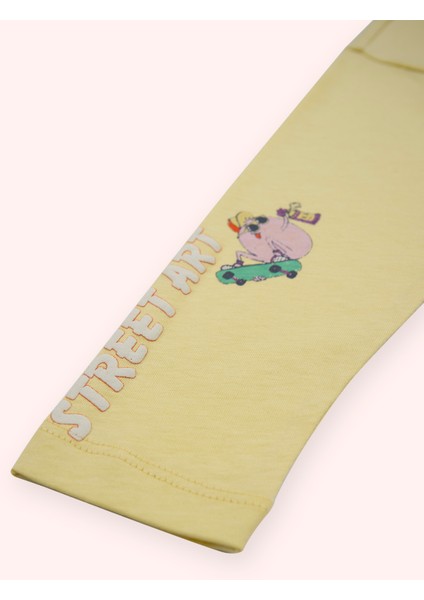 Erkek Bebek Baskı Detaylı Uzun Kollu Sarı Tişört fiyatları