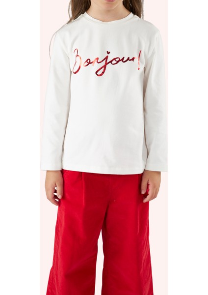 Kız Çocuk Uzun Kollu Ekru Tişört fiyatları