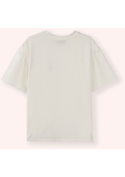 Kız Çocuk Nakış Detaylı Ekru Tişört modelleri