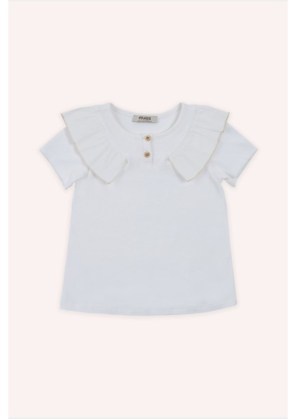 Kız Bebek Gold Detaylı Ekru Tişört