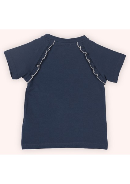 Kız Bebek Kısa Kollu Fırfır Detaylı Lacivert Tişört modelleri