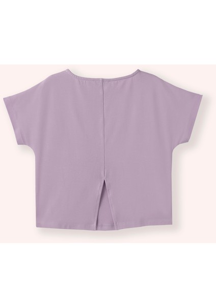 Kız Çocuk Baskı Detaylı Kısa Kollu Lila Tişört modelleri