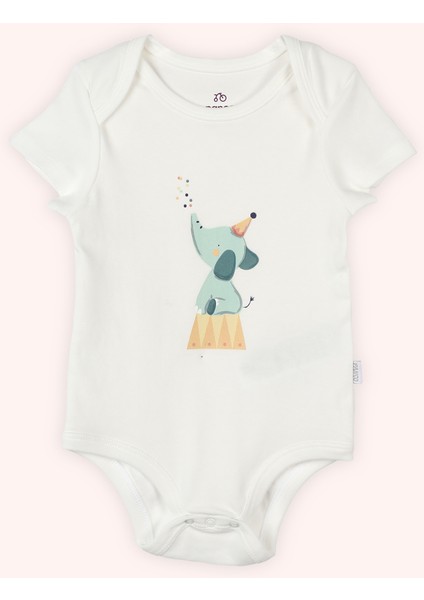 Yenidoğan Baskılı Kısa Kollu 2'li Ekru Body