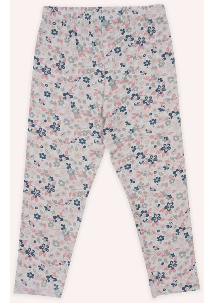 Kız Bebek Beli Lastikli Çiçek Desenli Beyaz Tayt fiyatları