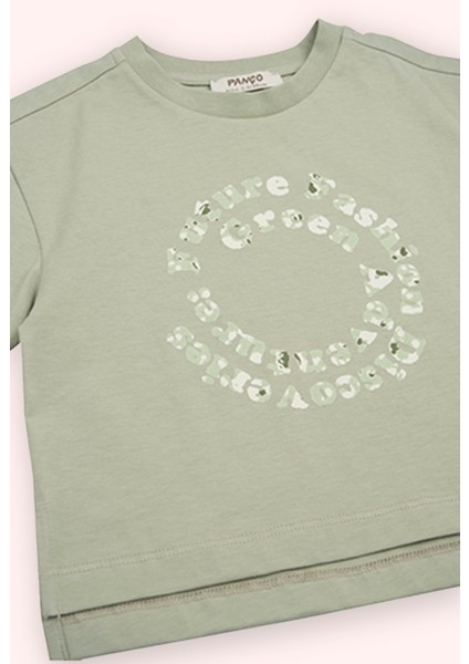 Kız Bebek Kısa Kollu Baskılı Yırtmaç Detaylı Haki Tişört fiyatları