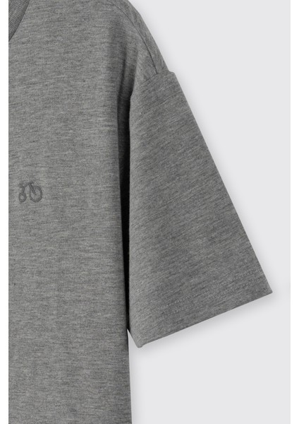 Erkek Çocuk Kısa Kollu Bisiklet Yaka Gri-Melanj Tişört fiyatları