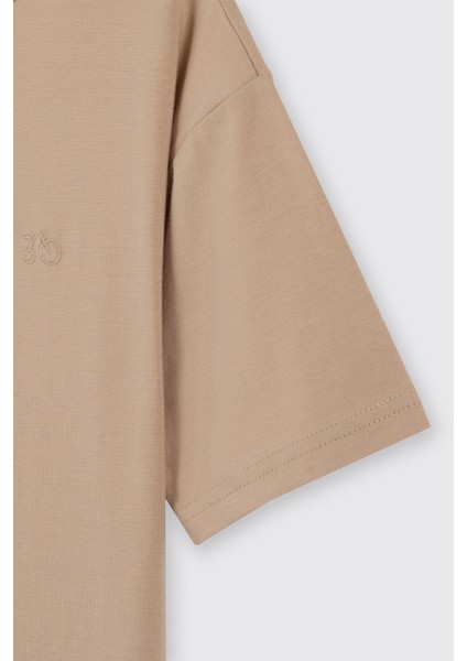 Erkek Çocuk Kısa Kollu Bisiklet Yaka Bej Tişört fiyatları