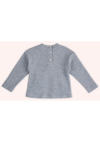 Kız Bebek Cep Detaylı Mavi Triko Kazak fiyatları