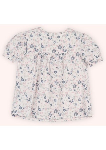 Kız Bebek Çiçek Desenli Beyaz Bluz modelleri