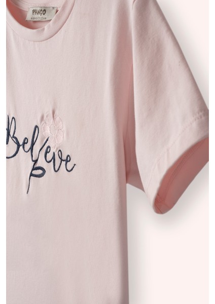 Kız Çocuk Nakış Detaylı Pembe Tişört fiyatları