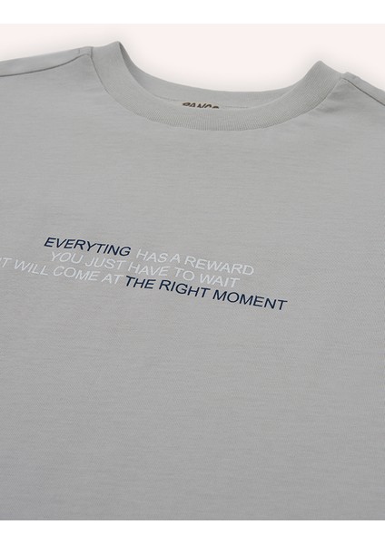 Erkek Çocuk Yazı Baskılı Kısa Kollu Gri Tişört modelleri