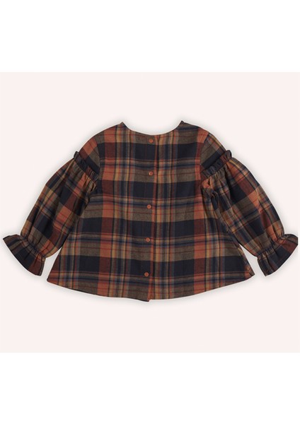 Kız Bebek Ekose Desenli Lacivert Bluz fiyatları