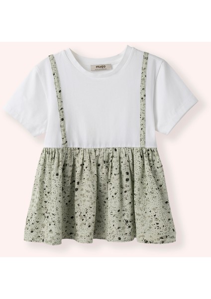 Kız Çocuk Kısa Kollu Ekru Tişört