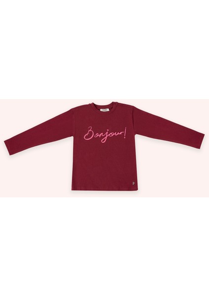 Kız Çocuk Uzun Kollu Bordo Tişört