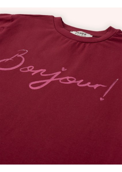 Kız Çocuk Uzun Kollu Bordo Tişört modelleri