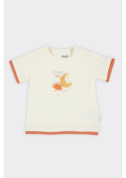 Yenidoğan Baskılı Kısa Kollu Ekru Tişört