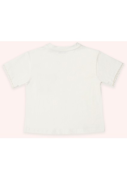 Kız Çocuk Ekru Cep Detaylı Tişört modelleri