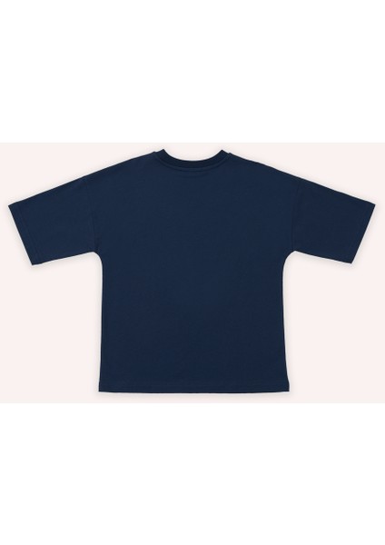Erkek Çocuk Yazı Baskılı Kısa Kollu Lacivert Tişört indirimleri