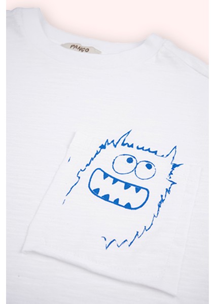 Erkek Çocuk Cepli Kısa Kollu Beyaz Tişört modelleri