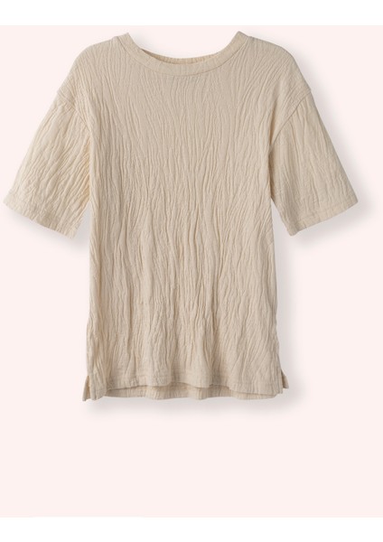 Erkek Çocuk Bisiklet Yaka Bej Tişört