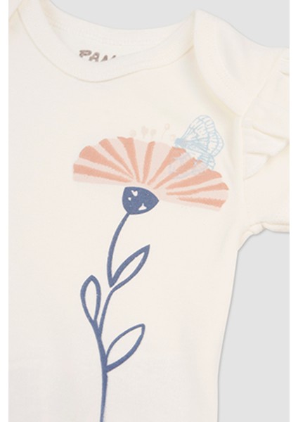 Kız Bebek Baskılı Kısa Kollu Ekru Body modelleri