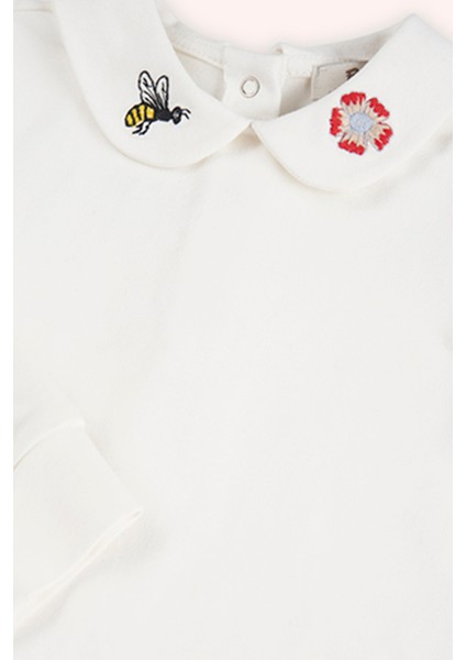 Kız Bebek Yakası Nakış Detaylı Ekru Body modelleri