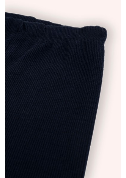 Kız Bebek Beli Lastikli Lacivert Grimelanj 2'li Tayt Seti modelleri