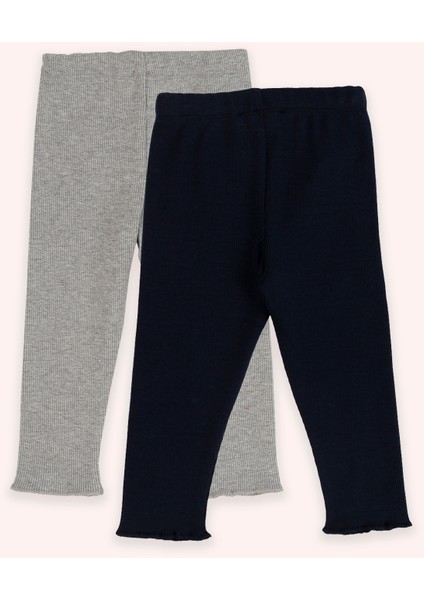 Kız Bebek Beli Lastikli Lacivert Grimelanj 2'li Tayt Seti fırsatları