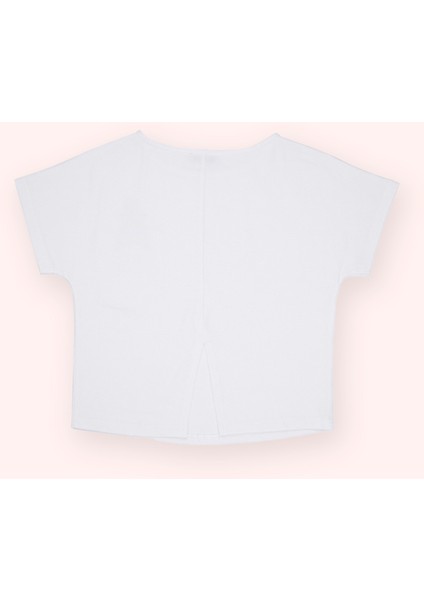 Kız Çocuk Baskı Detaylı Beyaz Tişört modelleri