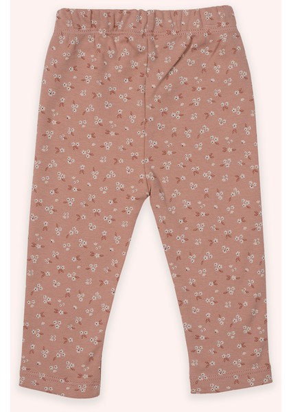 Yenidoğan Çiçek Baskılı Beli Lastikli Ekru Tayt modelleri