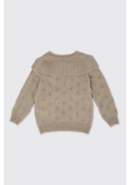 Kız Çocuk Dokulu Bej Triko Kazak fiyatları