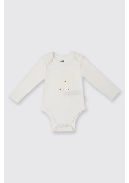 Kız Bebek Uzun Kollu Ekru Body