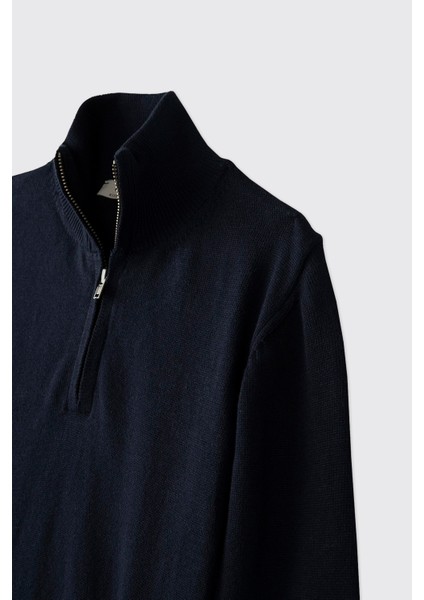 Erkek Çocuk Dik Yakalı Yarım Fermuarlı Lacivert Triko indirimleri