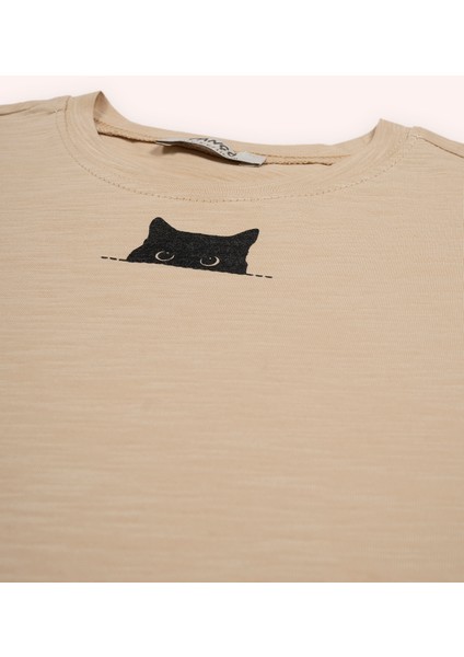 Erkek Çocuk Baskı Detaylı Bej Tişört modelleri