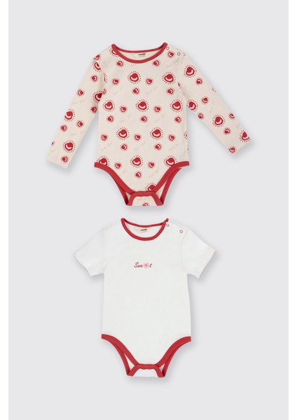 Yenidoğan Desenli Bej 2'li Body Set