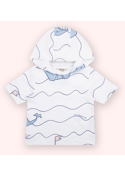 Erkek Bebek Baskılı Beyaz Tişört