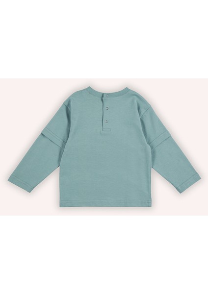 Erkek Bebek Baskılı Uzun Kollu Mint Tişört fiyatları