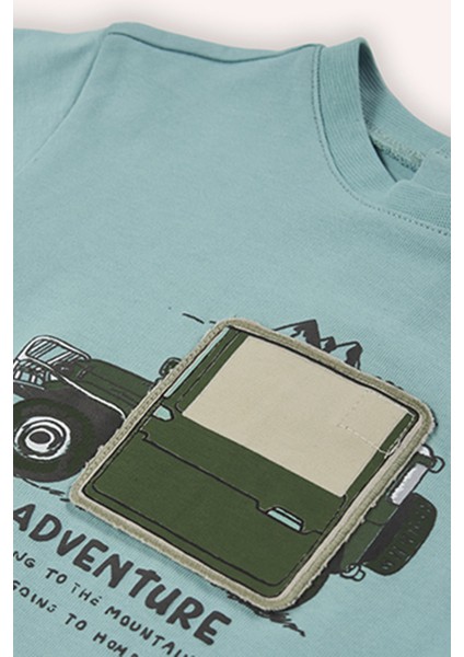 Erkek Bebek Baskılı Uzun Kollu Mint Tişört modelleri