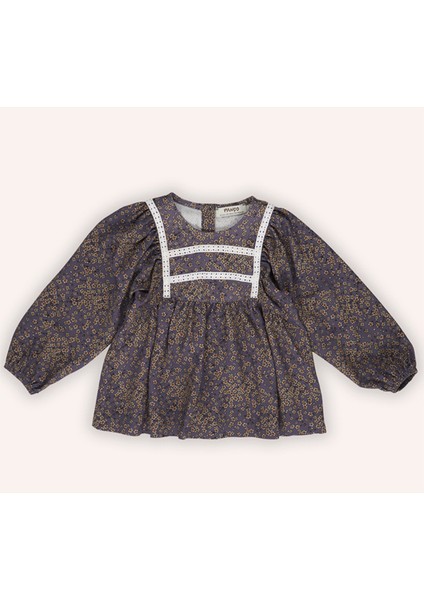 Kız Bebek Desenli Mor Bluz