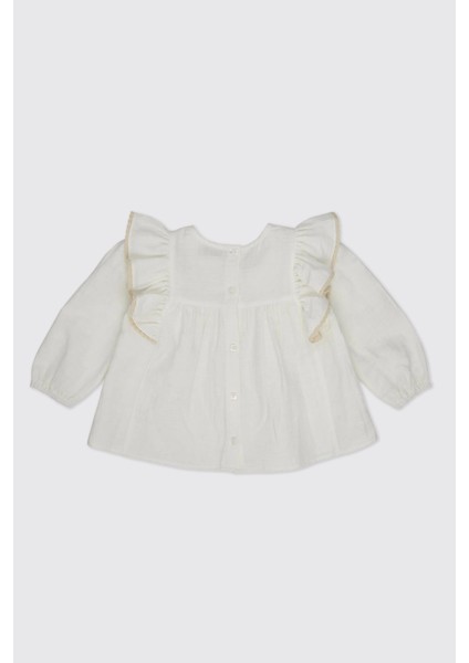 Kız Bebek Dantel Detaylı Ekru Bluz fiyatları