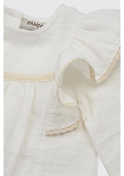 Kız Bebek Dantel Detaylı Ekru Bluz modelleri