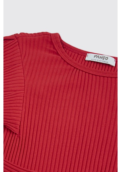 Kız Çocuk Kolları Fırfır Detaylı Kırmızı Tişört modelleri